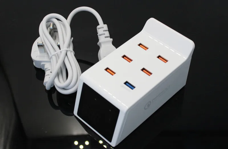 40W Quick Charge 3.0 Smart USB Charger Adapter Led Display Fast Charging Power Socket HUB (5)