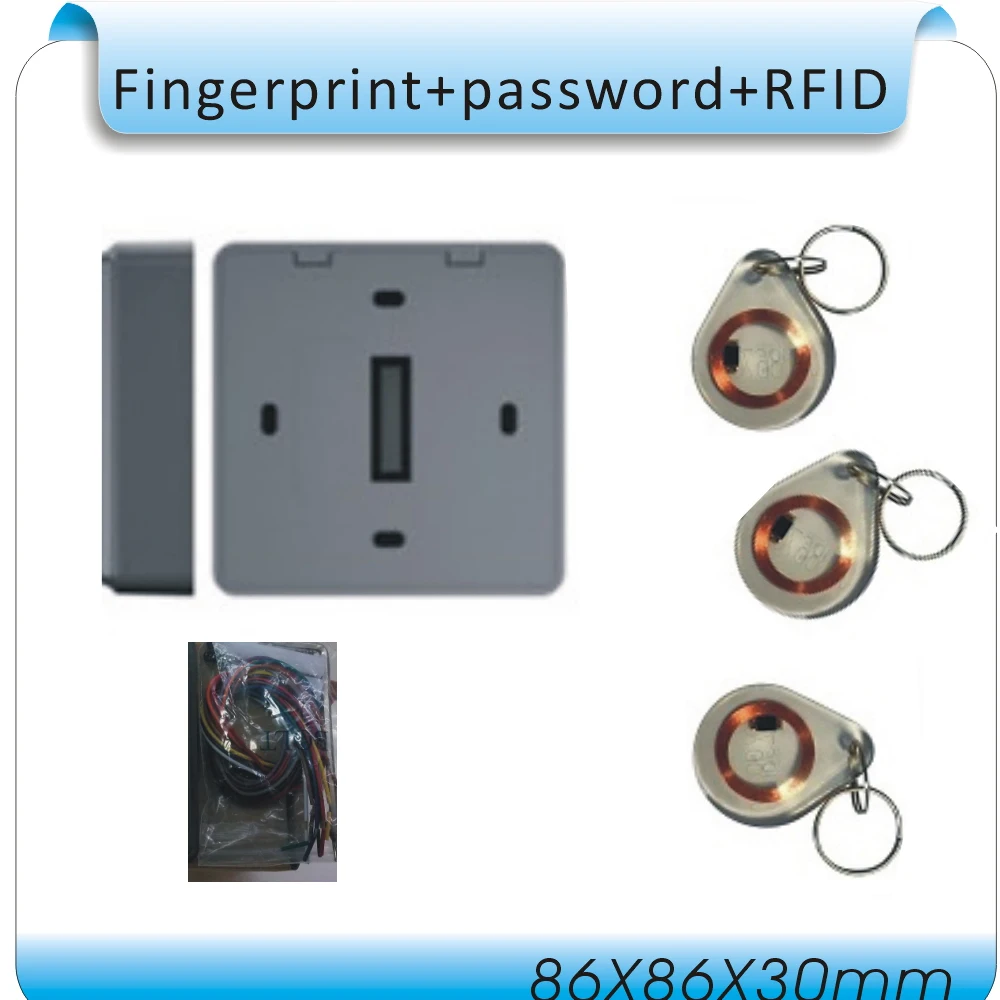 DIY D1 отпечатков пальцев и пароль и 125 кГц RFID 3 в 1 специальная пожарная система контроля допуска к двери+ 10 шт. кристалл