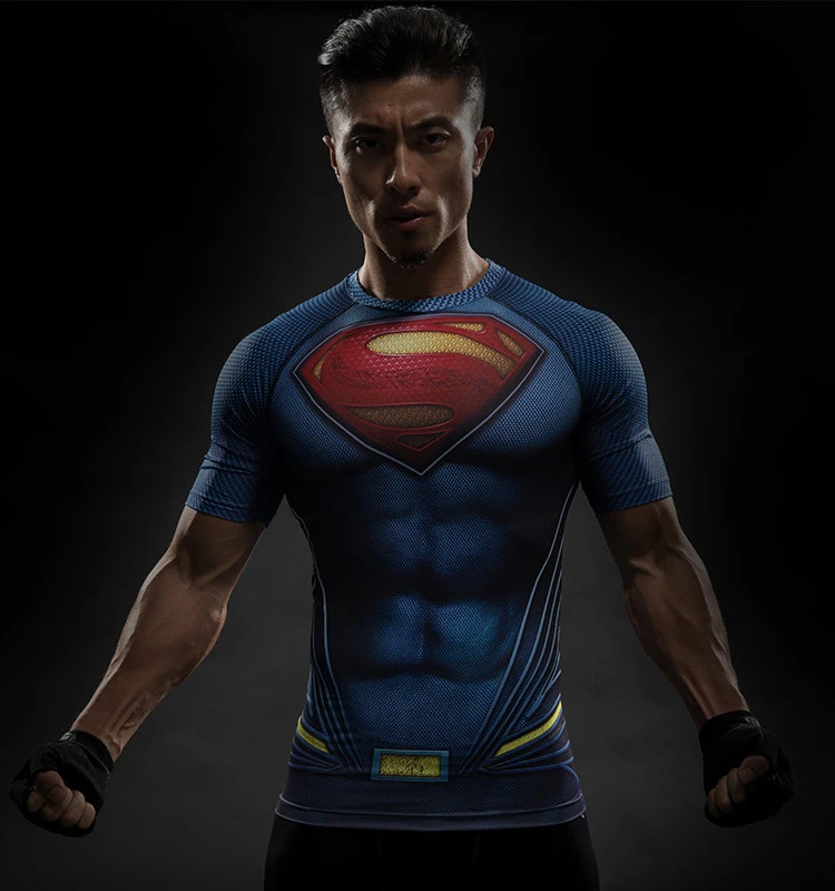 Бэтмен супергероя Капитан Америка 3 Супермен войны Спортивная футболка человек модная футболка с короткими рукавами