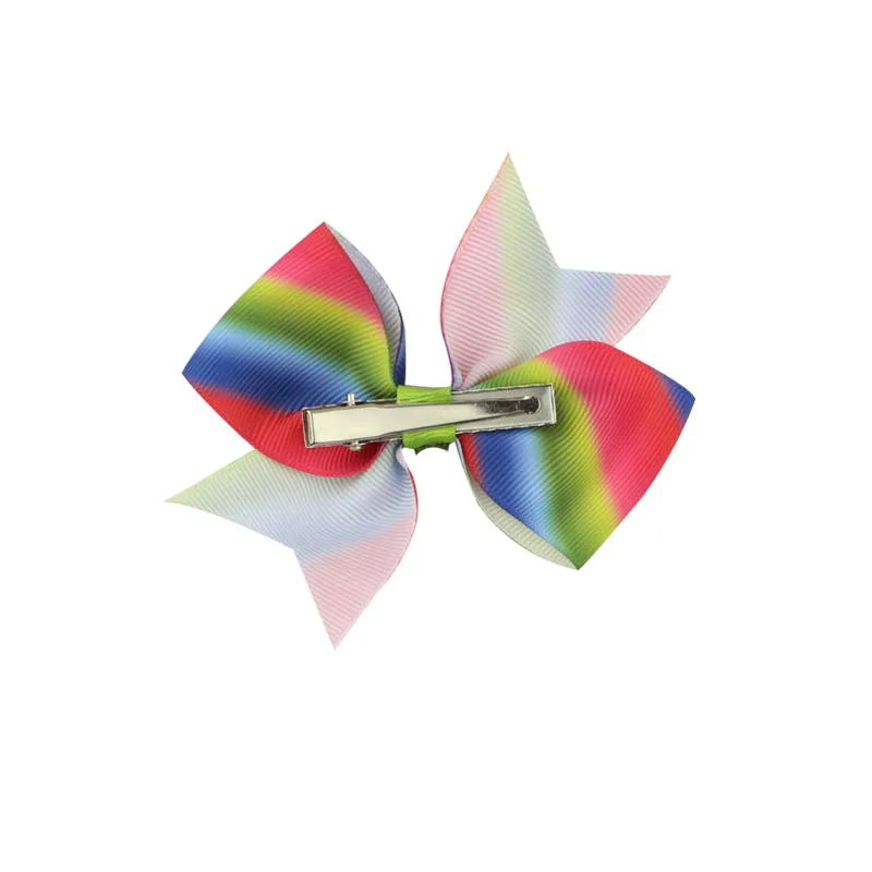 6pcslot 4'' Inch Baby Girls Hair Bows With Clips Grosgrains Ribbon Hairpins For Girls Stripe Knot  Bow Baby Hair Accessories  (2)