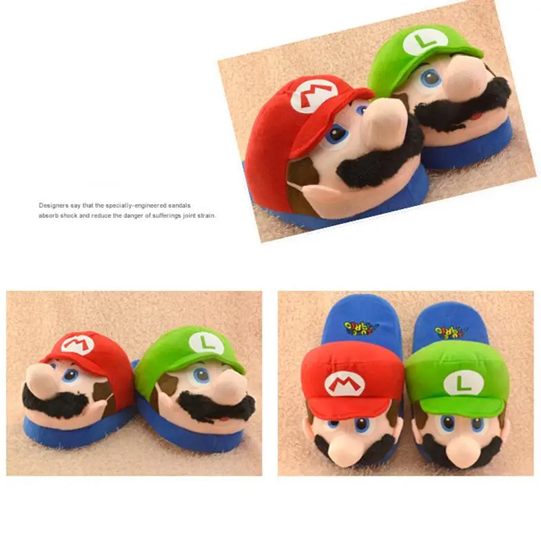 

Super Mario Kids Adult Slippers Toys Home Shoes Cotton Plush Winter Home Woman Man Luigi Slipper Indoor Cute Slippers
