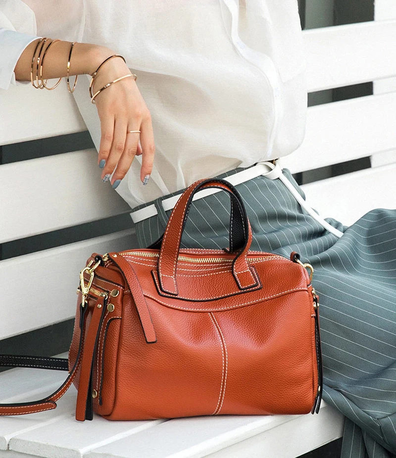 0 : Buy Fashion Women Shoulder Bag 100% Genuine Leather Black Handbag Lady Casual ...