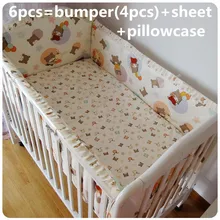 Скидка! 6 шт., детские постельные принадлежности, комплект для новорожденных из хлопка, белье для детской кроватки, комплект милой кроватки, включает в себя(бампер+ простыня+ наволочка