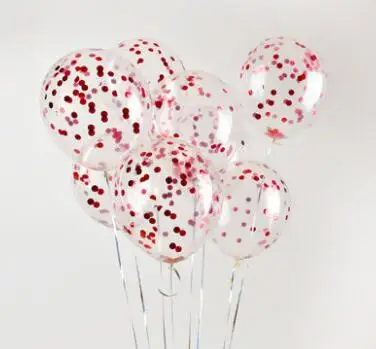 12 шт./лот прозрачные золотые серебряные конфетти утолщаются латексные воздушные шарики для гелия Baby Shower Свадьба День рождения, мероприятие, вечеринка - Цвет: Красный