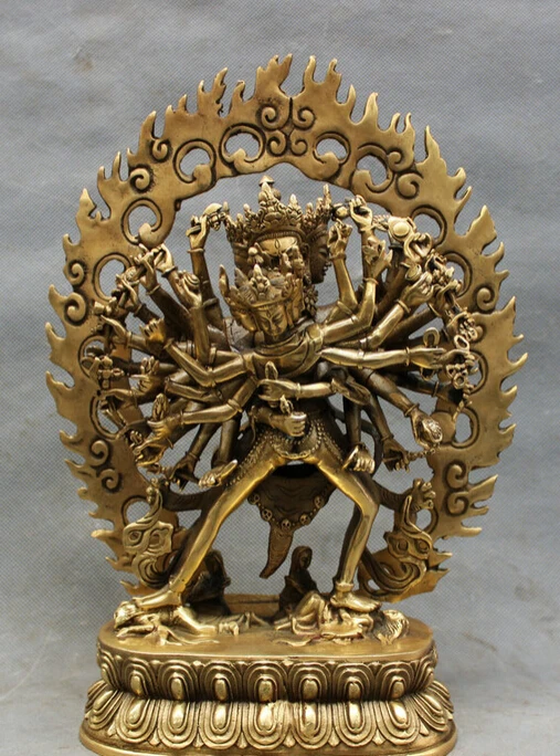 

song voge gem S3175 12" Tibet Brass Buddhism Temple Kalachakra dus khor Kalachakala Buddha Statue