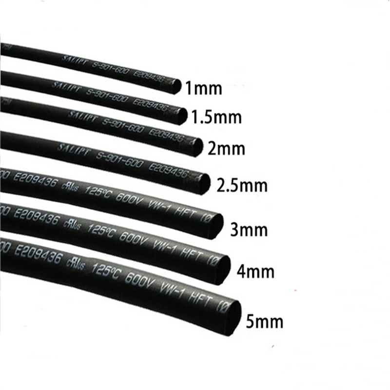

1 Meter 2:1 Black 1mm-8mm Diameter Heat Shrink Heatshrink Tubing Tube Sleeving Wrap Wire