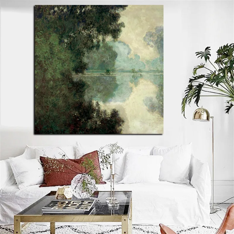 

Print Claude Monet Branch of the Seine Near Giverny Landscape Oil Painting on Canvas Wall Picture for Living Room Sofa Cuadros