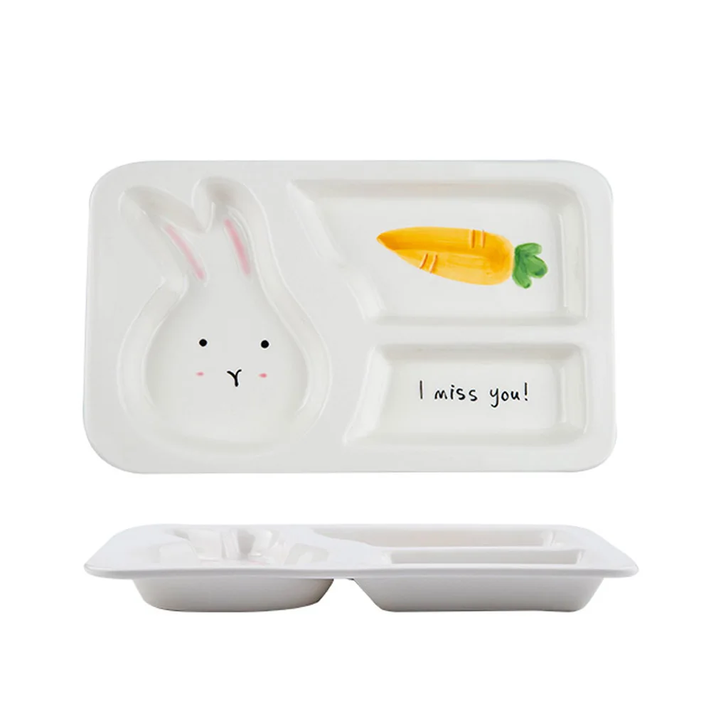 

Quail 11 inches Carton Animal/ Rabbit /Elephant/Giraffe Kid Separated Tableware, Ceramic Tableware, Dessert Plate