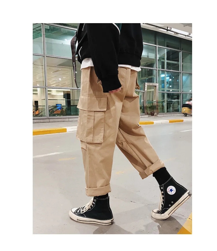 Men Joggers Loose Long Pant Hip Hop cargo pants Baggy Trousers Fashion Fitted Bottoms street wear Pockets pant purple Oversize
