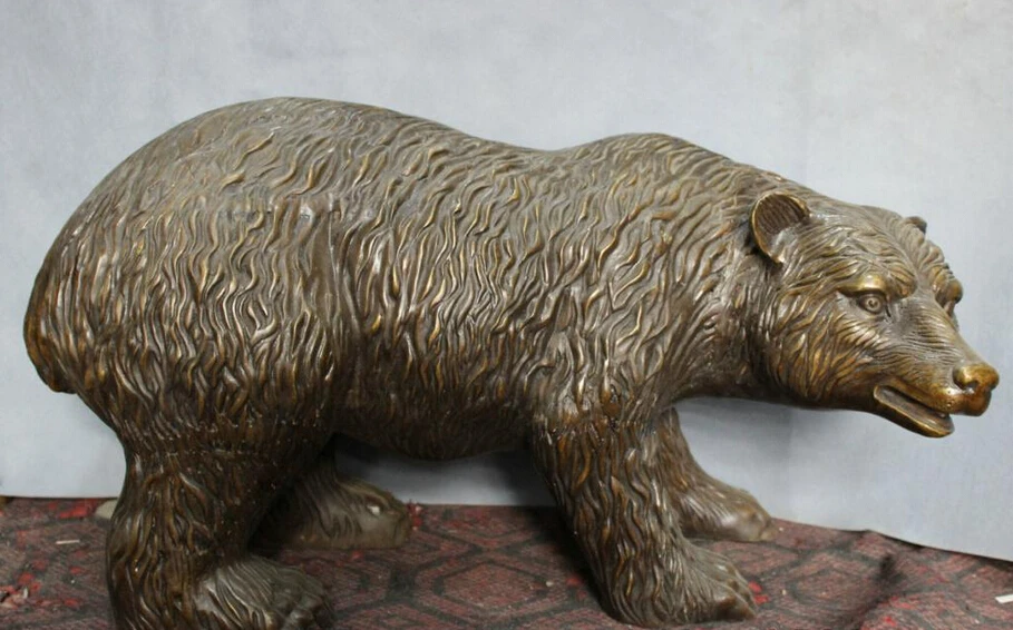 

Fast shipping USPS to USA S1743 28" Folk Chinese Bronze Copper Classical Art Wild Black Bear Statue Sculpture