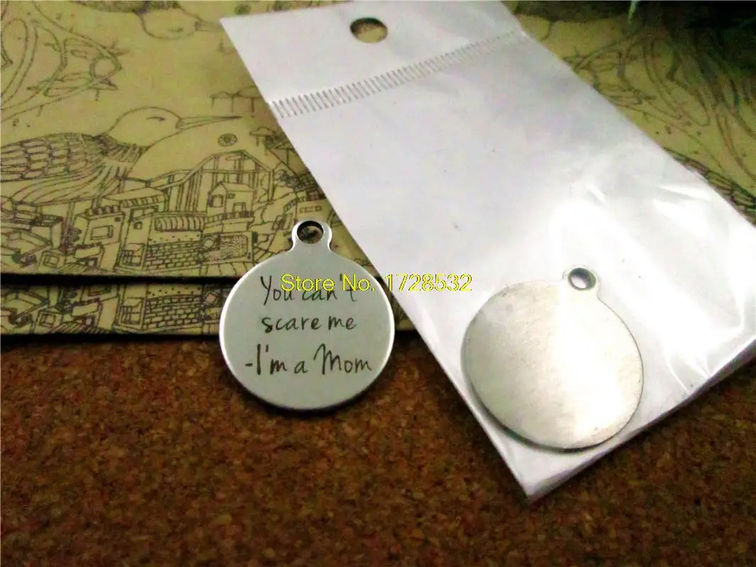 10pcsstainless Steel Charms "you Can't Scare Me i'm A Mom " Diy