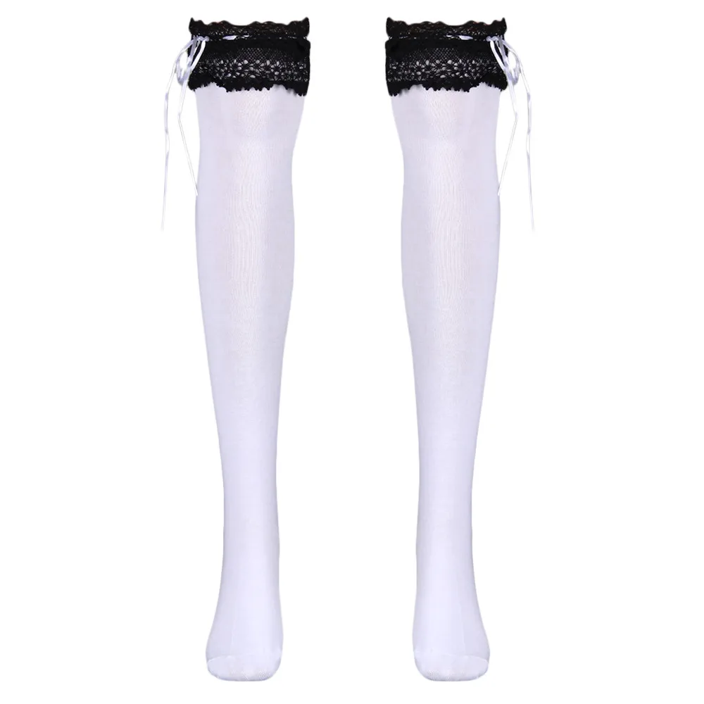 Счастливый Носки женские гетры в полоску, забавные Женские носочки из хлопка кружевные высокие носки без пятки, новинка, модные носки, calcetines mujer kawaii A75 - Цвет: Белый