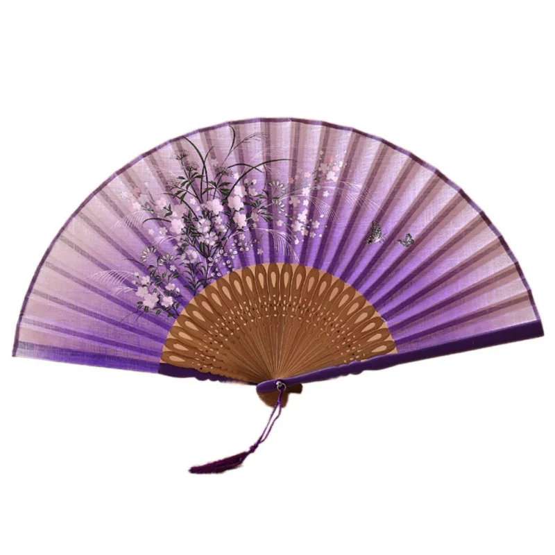 

1pcs Multi-style Hand Fan Cartoon &Vintage Chinese Silk Flower Printing Folding Hollow Carved Hand Fan Event & Party Props