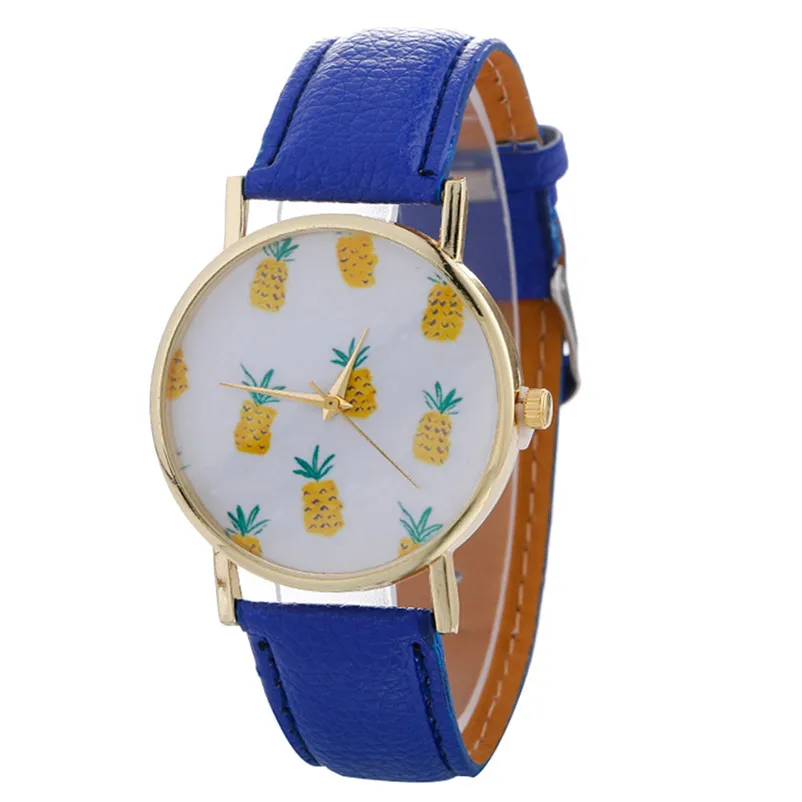 Excellent Quality women's watches casual watches Stylish Pineapple Printing Leather Bracelet Lady Womans Wrist Watch clock M17 (9)