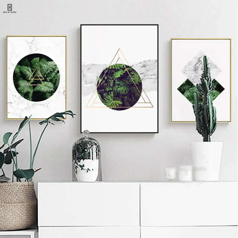 

The Plants Geometric Home Wall Decorative Paintings On Canvas Of The Field Delicate Stone Texture Some Symbolic Green Leaves