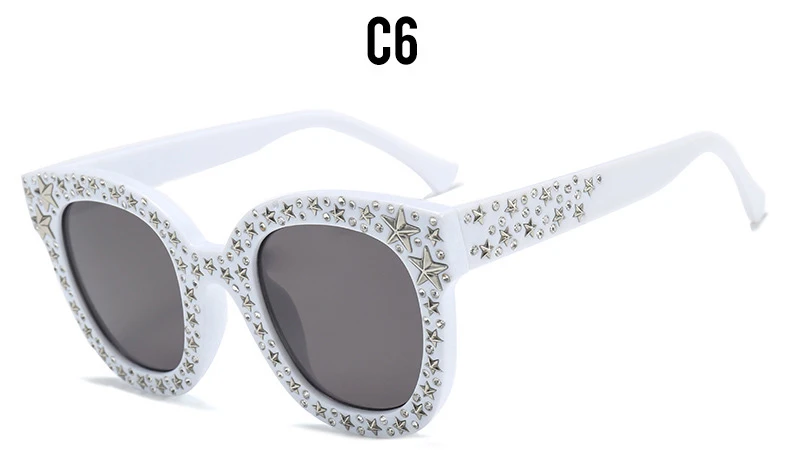 Винтажная кристаллическая звезда Солнцезащитные очки женские новые брендовые дизайнерские Зеркальные Солнцезащитные очки женские градиентные очки женские солнцезащитные очки - Цвет линз: C6