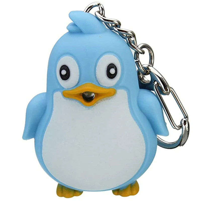 Cute Animal Penguin LED Light Vocal light keychain pendant mobile phone bag gift