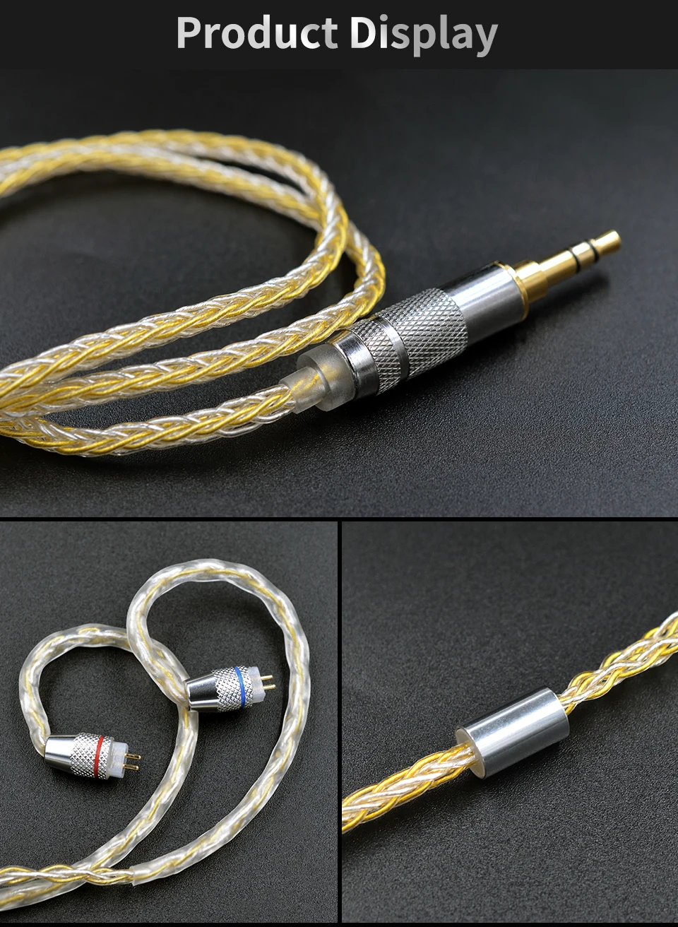 Наушники KZ с золотым и серебряным смешанным покрытием кабель обновления 0,75 мм MMCX наушники провода для оригинальных ZSN ZS10 Pro AS10 AS06 ZST ES4 BA10