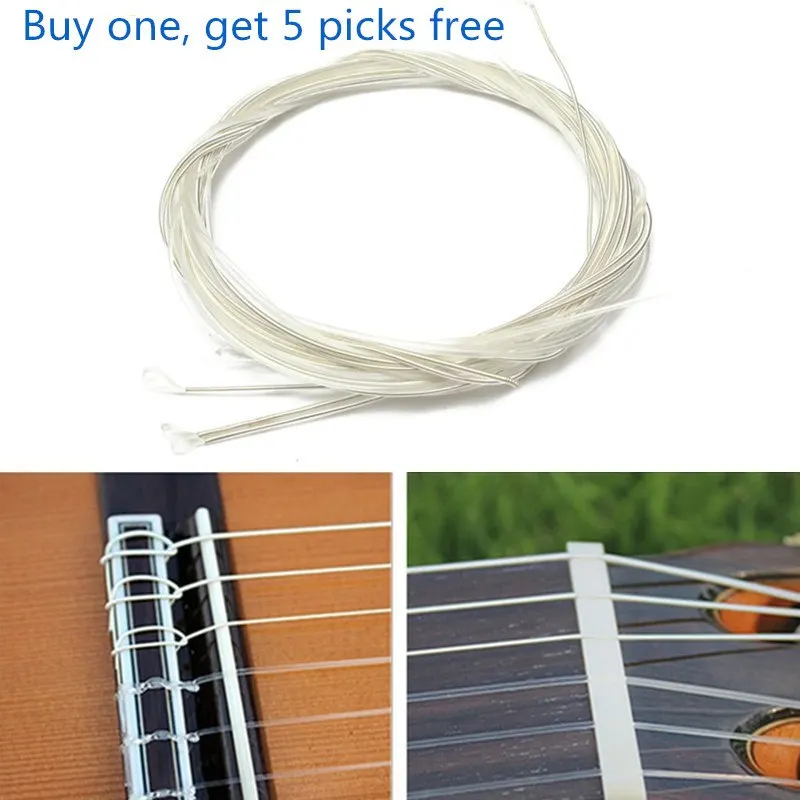 

6 pcs/set Guitar Strings Nylon Silver Plating Set Super Light 1M Guitarra Replacements Classic Acoustic Guitar Parts Accessories