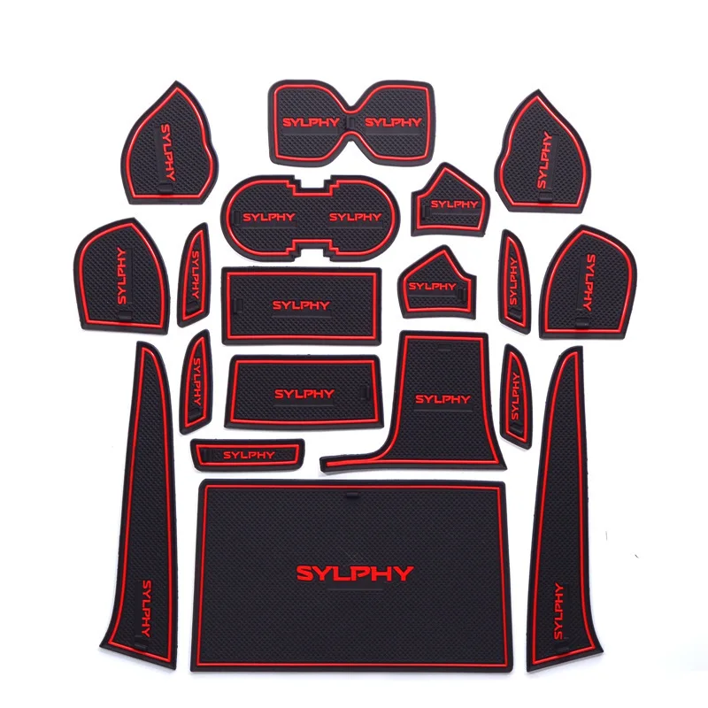 

19Pcs Lot Car Interior Upholstery For 16 NISSAN Sylphy Rubber Mat Car Accessories Non-Slip Mat Auto Accessories Interior