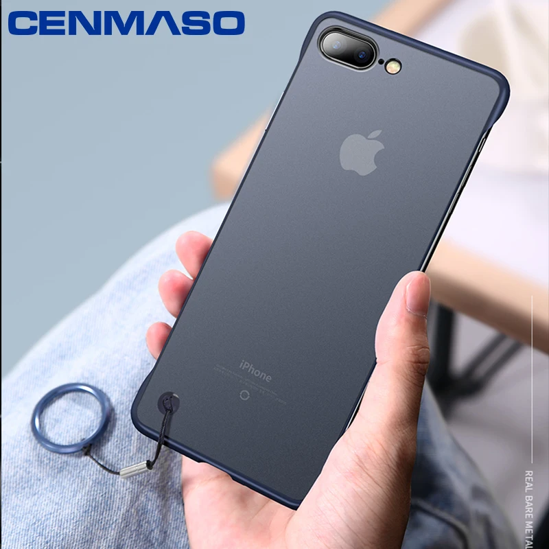 Для iPhone 6 S 7 8 Plus чехол Cenmaso Бескаркасный прозрачный матовое кольцо покрытие PC для Iphone X XR XS Max чехол