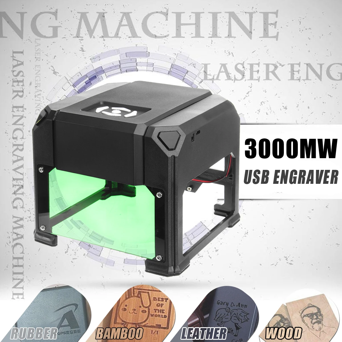 

3000 mW USB Desktop Laser Engraver Machine 80x80mm Engraving Range DIY Logo Mark Printer Cutter CNC Laser Carving Machine