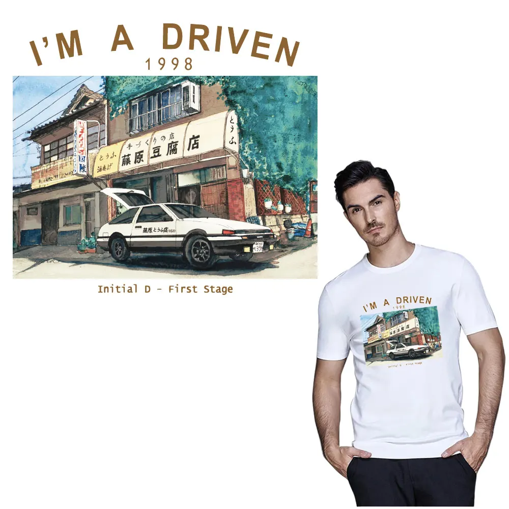 

Japan retro cars photos iron on pathes for clothes Nostalgia heat transfer printing T-shirt stickers diy thermocollants vetement