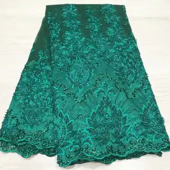 

African Laces Fabrics Embroidered High Quality French Lace beads Fabric Elegant Nigerian Net tulle Lace Fabric JYN143