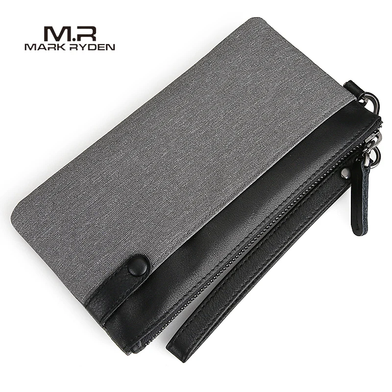 Mark Ryden New Men Wallet Large Capacity Hand Bag Cell Phone Pocket Oxford Long Wallet Men Purse Card Holder