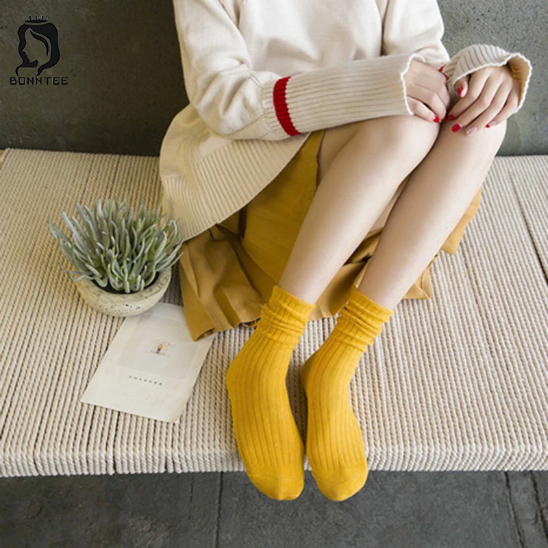 

Cotton Funny Women Socks Candy Color System Womens Knitted Female Cute Japanese Style Kawaii Heap Sock Females Students Trendy