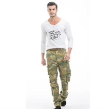 Осенние новые хлопковые брендовые модные мужские брюки карго Комбинезоны на молнии свободные камуфляжные брюки с несколькими карманами размер 30-40