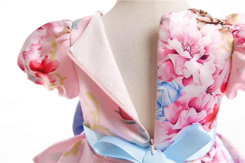 Baby Girls Snow Princess Dresses Flower Printed Children Girl Formal Dress Little Kids Puff Sleeve Princess Beautiful Dresses08