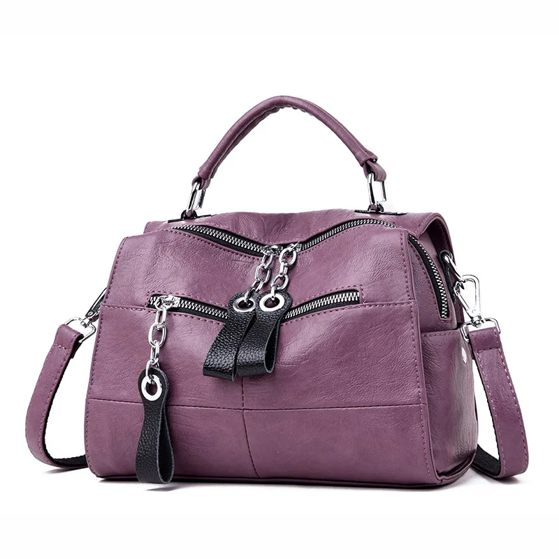 Женские сумки-мессенджеры, винтажная сумка на плечо, женская сумка через плечо, женская сумка-тоут из искусственной кожи, клатч, женский, красный, коричневый - Цвет: Purple