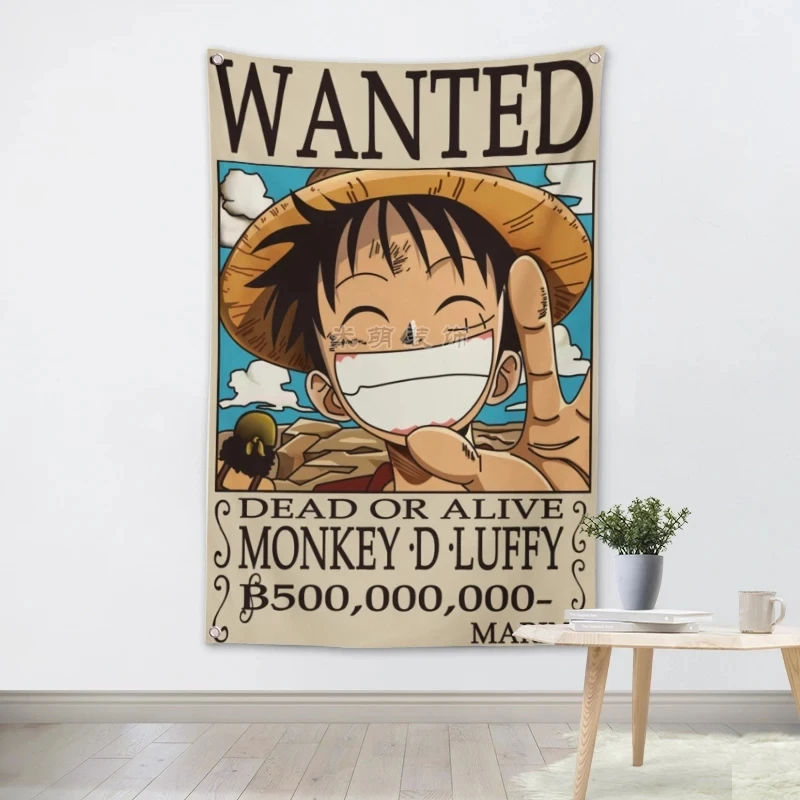 

One Piece Cartoon Movie Poster Banners Children's Room Wall Decoration Hanging Art Waterproof Cloth Polyester Fabric Flags