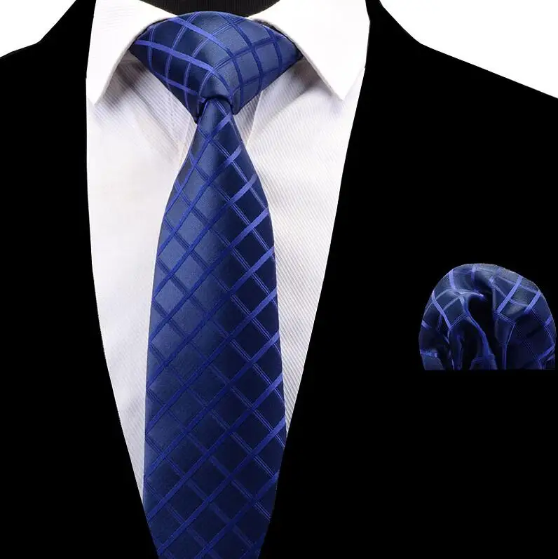 Ricnais 8 см Шелковый Полосатый носовой платок и галстук набор красный синий клетчатый цветочный жаккардовый Карманный квадратный галстук для мужчин деловые вечерние галстуки - Цвет: 05