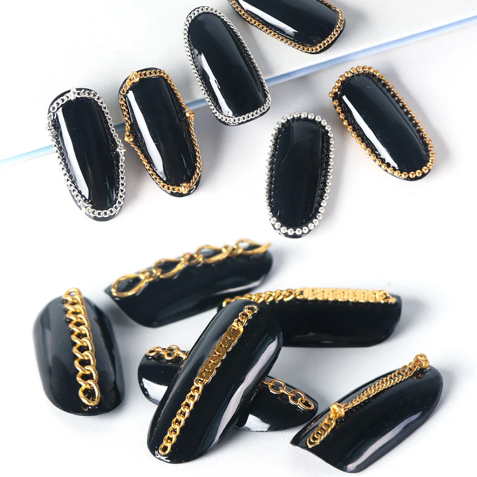 6 типов аксессуаров для дизайна ногтей, цепочки из сплава, 3D украшения для ногтей, шпильки, маникюрные обертывания, сделай сам, дизайн ногтей, лак, металлические ювелирные изделия, LEFB01-04