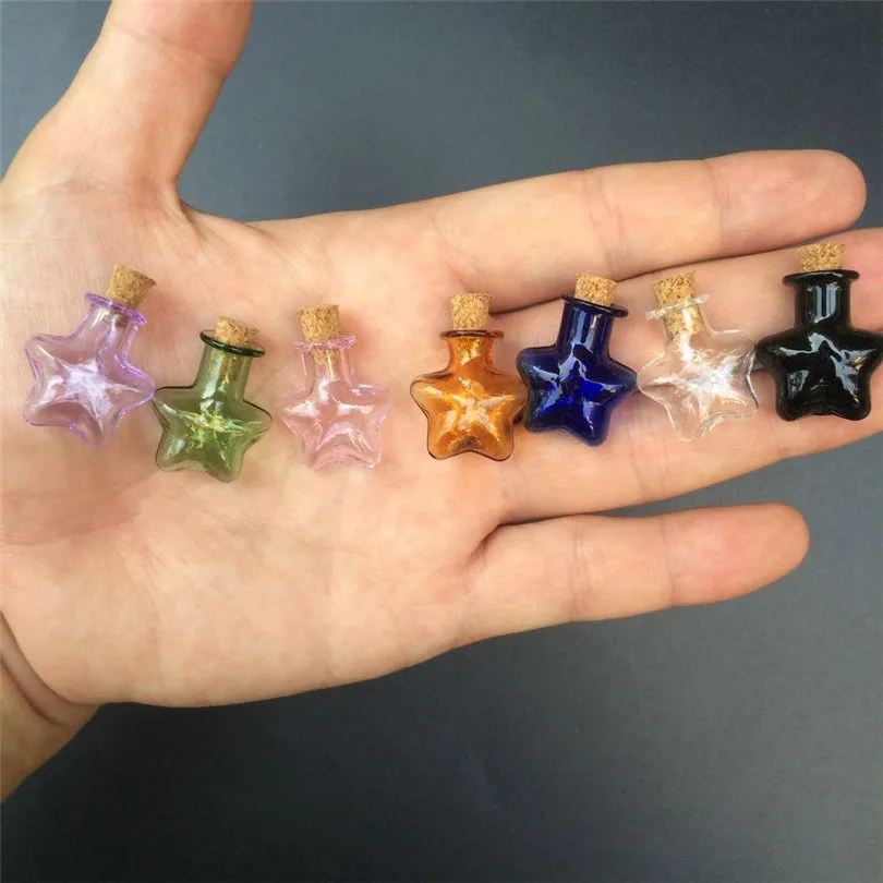 Mini Glass Bottles Star Jars With Cork Little Colors Art Bottles Handmade Gift Cute Bottles6