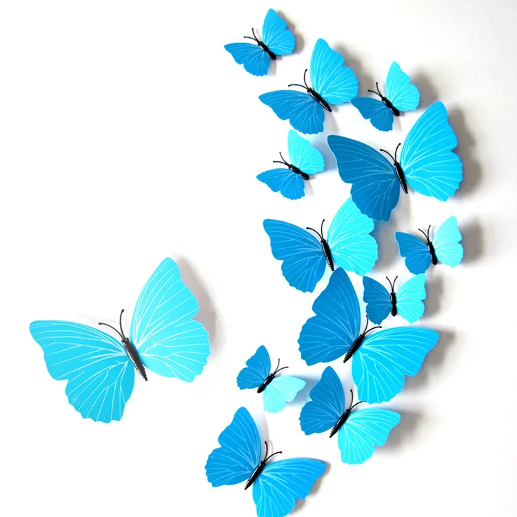3d Butterfly Wall Sticker For Home Decoration Decals 12pcs 6big+6small Pvc 