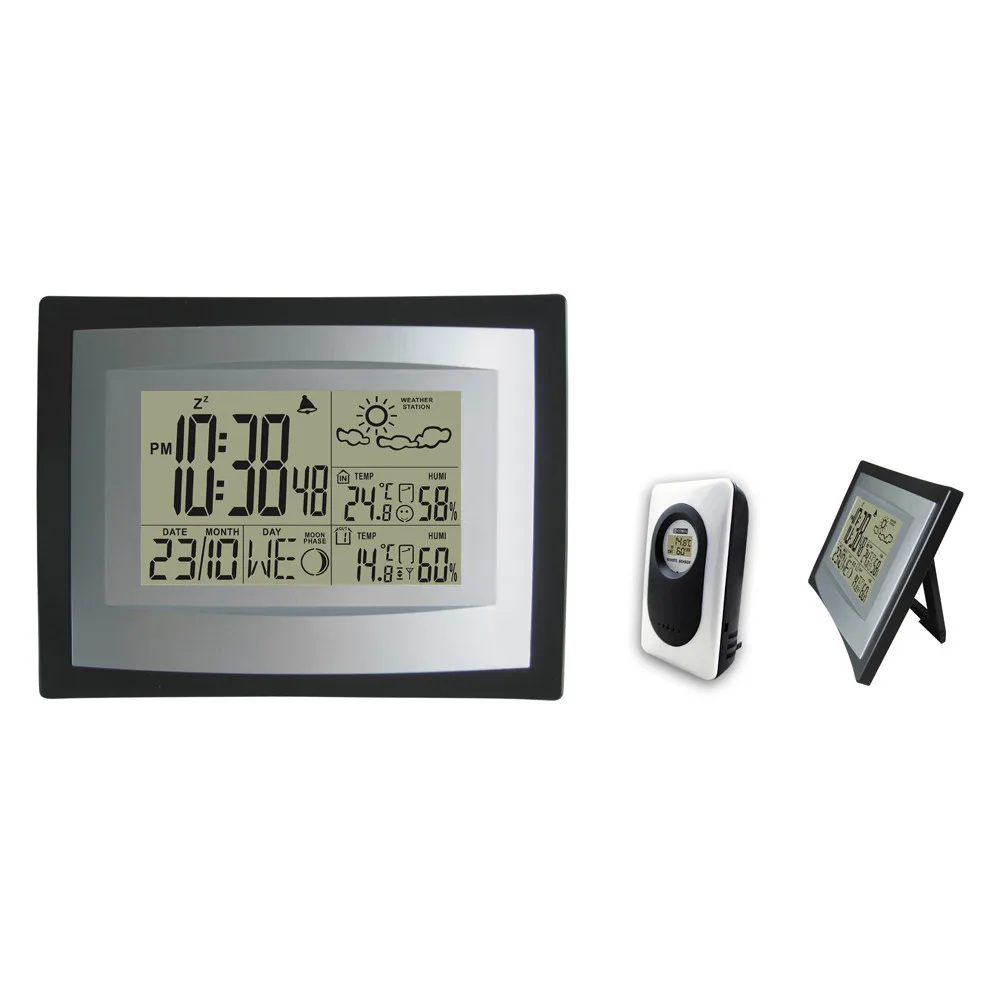 

433Hz Wireless Weather Station Digital Alarm Clock with Indoor Outdoor Thermometer Hygrometer Weather Forecast Clock Wholesale