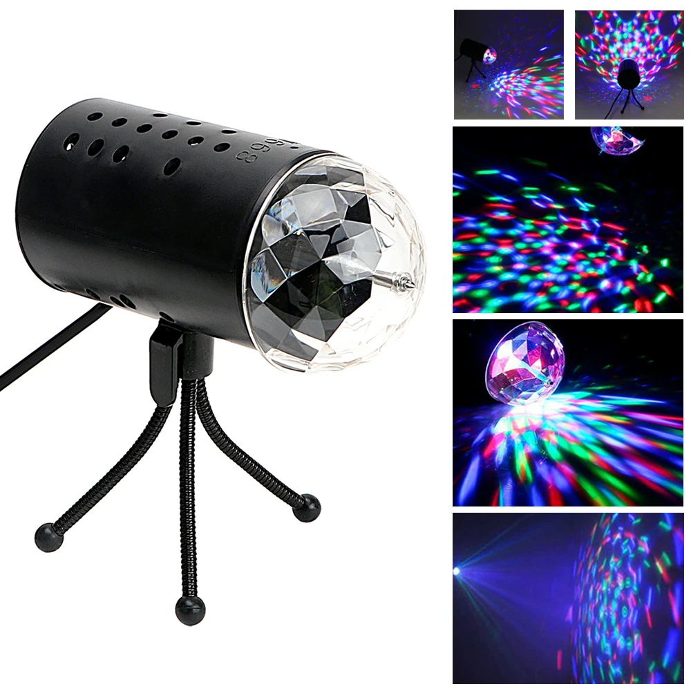 

iTimo RGB Crystal Colorful Magic Ball Stage Light for DJ Club Disco Bar Pub KTV Party Atmosphere Lamps EU/US Plug Auto Rotating