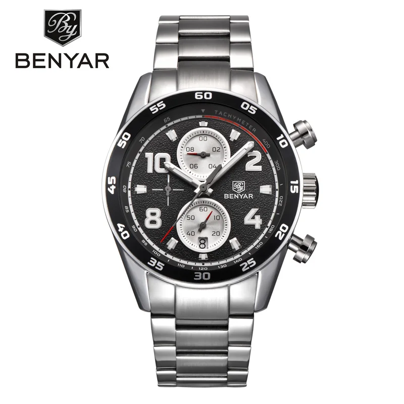 

BENYAR Men's Watches Top Luxury Men's Business Watch Fashion Brand Military Watch Sport Stainless Steel Clock Relogio Masculino