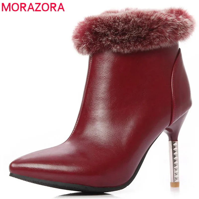 

MORAZORA 2020 new arrival pointed toe autumn winter ladies boots simple zipper ankle boots for women high heels party shoes