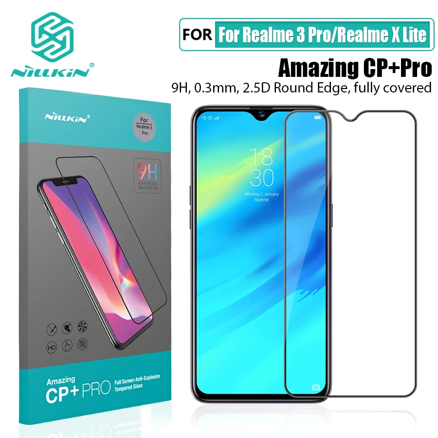 

For OPPO Realme 3 Pro Glass Screen Protector 6.3'' NILLKIN Amazing H/H+PRO CP+Pro 9H Realme X Lite Tempered Glass Protector