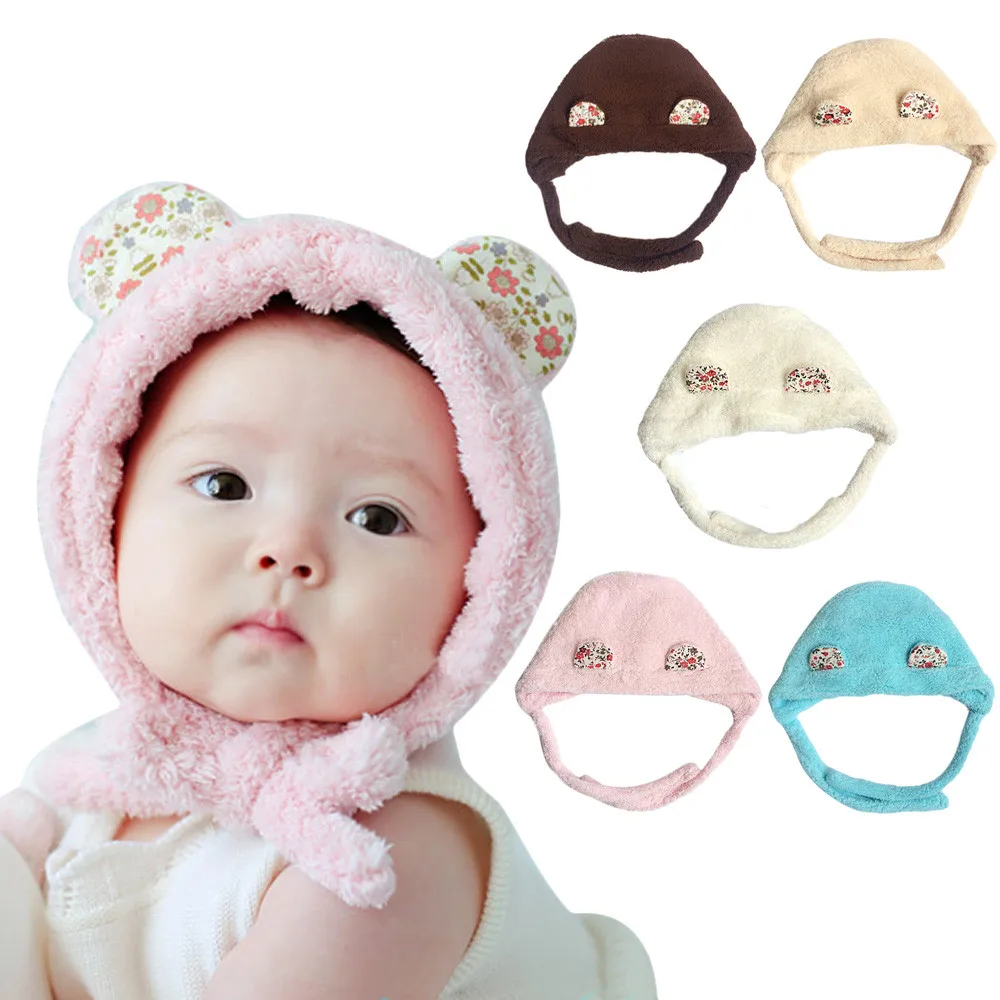 Hot Sell Baby Hats With Ears Knitted Floral Ears Ear Cap Baby Cartoon