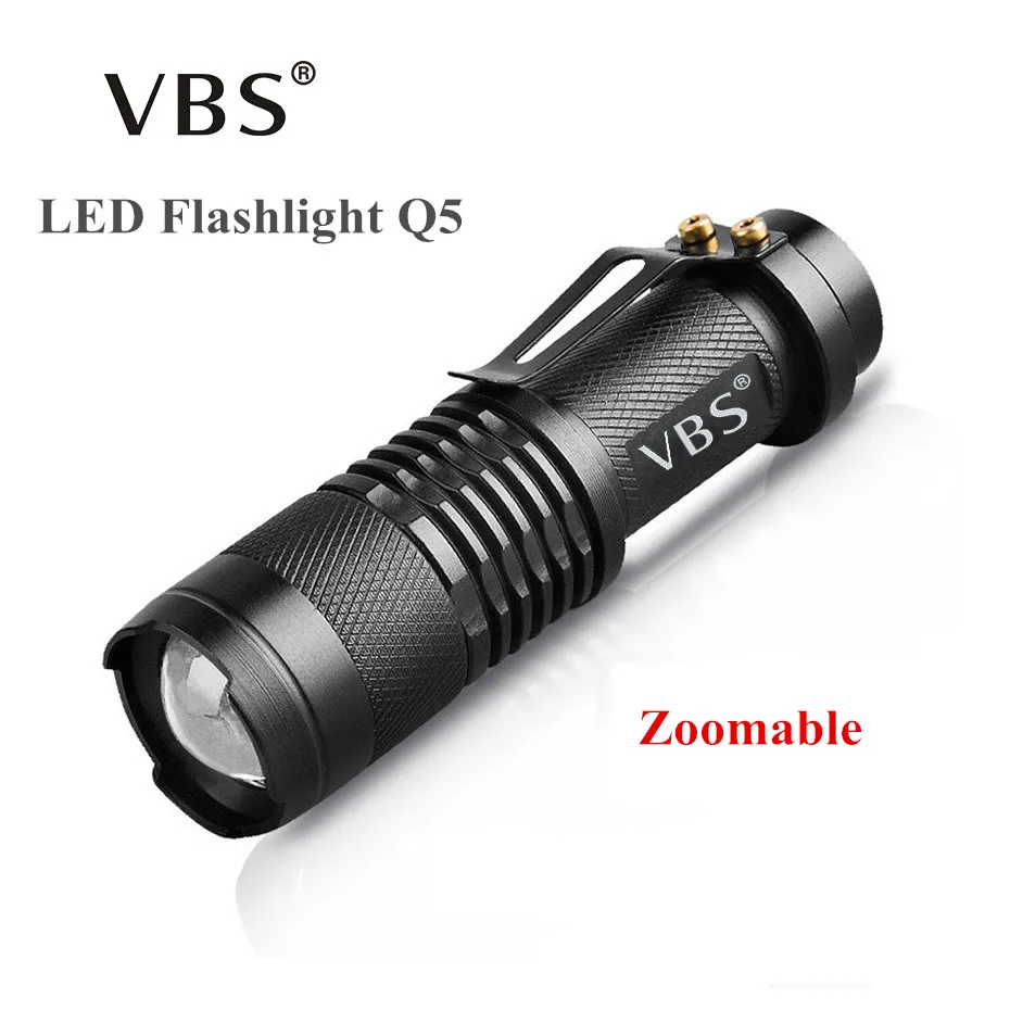 6PCS/lot Mini LED Flashlight 7W 2000LM Q5 Zoomable LED Torch Light 1*AA/1*14500 