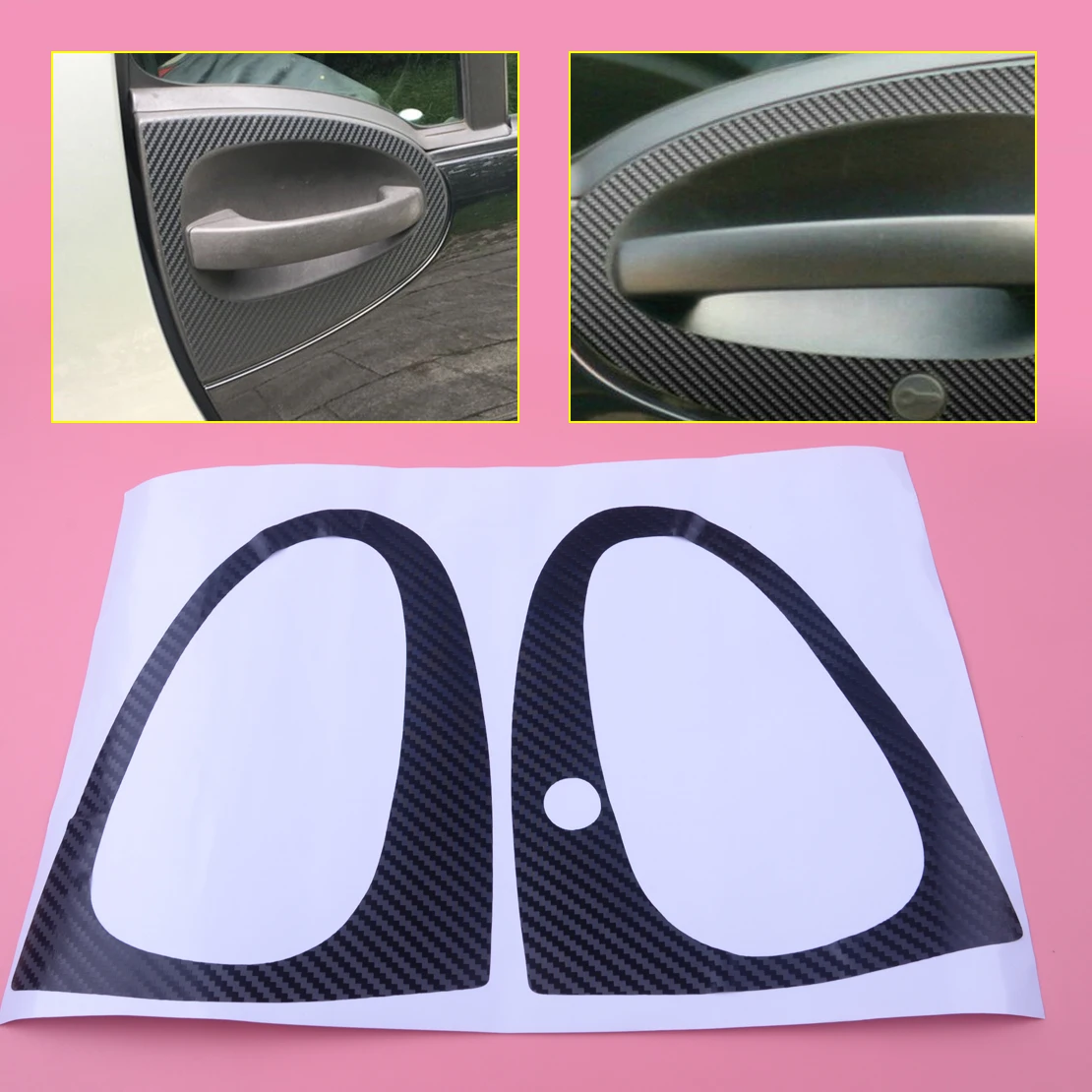 

DWCX 2pcs Car Door Handle 3D Sticker Cover Trim Fit For Smart Fortwo 451 Brabus 2007 2008 2009 2010 2011 2012 2013 2014