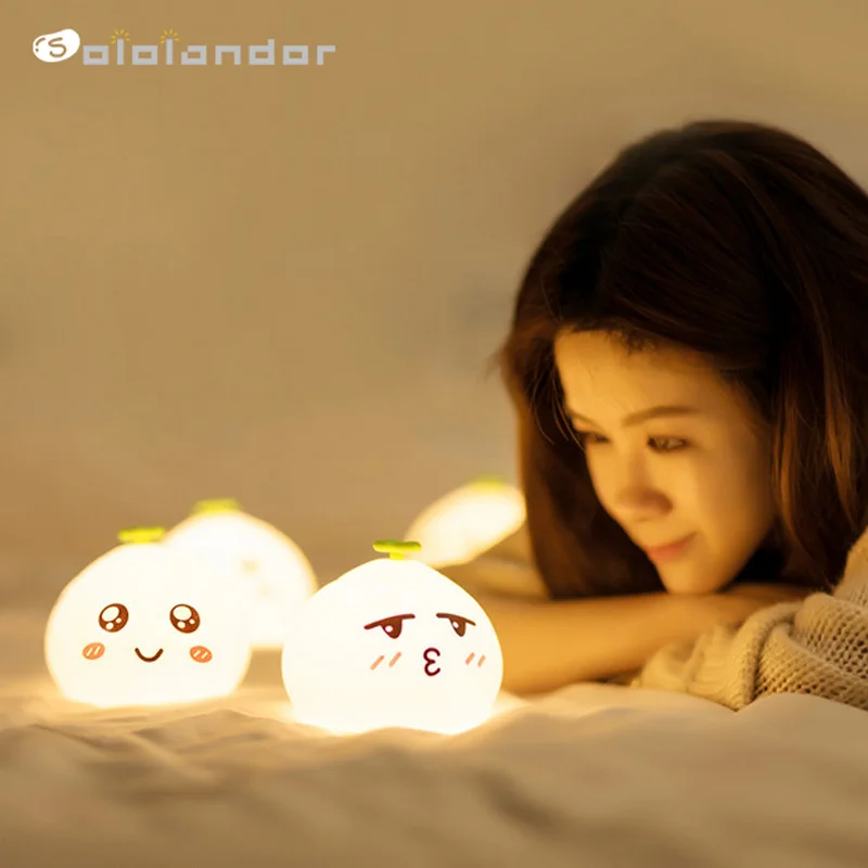 

New Arrival Creative Animal Model Energy Saving Rechargeable USB Lovely Rice ball Silicone LED Lamp Night Light Room Decoration