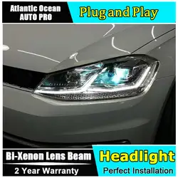 Авто часть Стиль светодиодный фара для VW Гольф 7 светодиодный фары 2013-2017 для Гольф MK7 H7 hid Би-ксеноновые линзы ближнего света светодиодный DRL