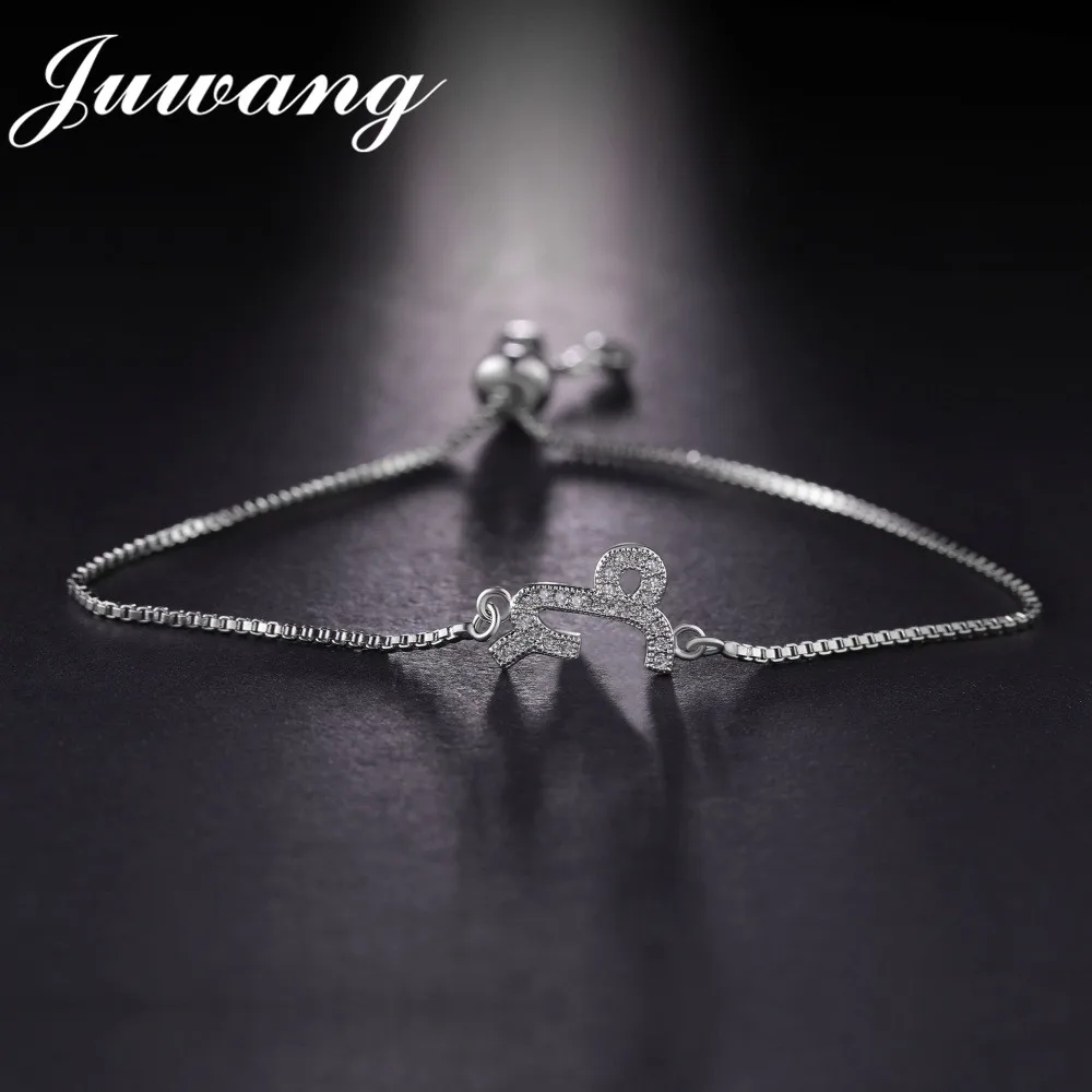 

JUWANG 12 Constellations Capricorn Bracelets & Bangles for Woman Girl Gold Color Cubic Zircon Adjustable Chain Charm Jewelry