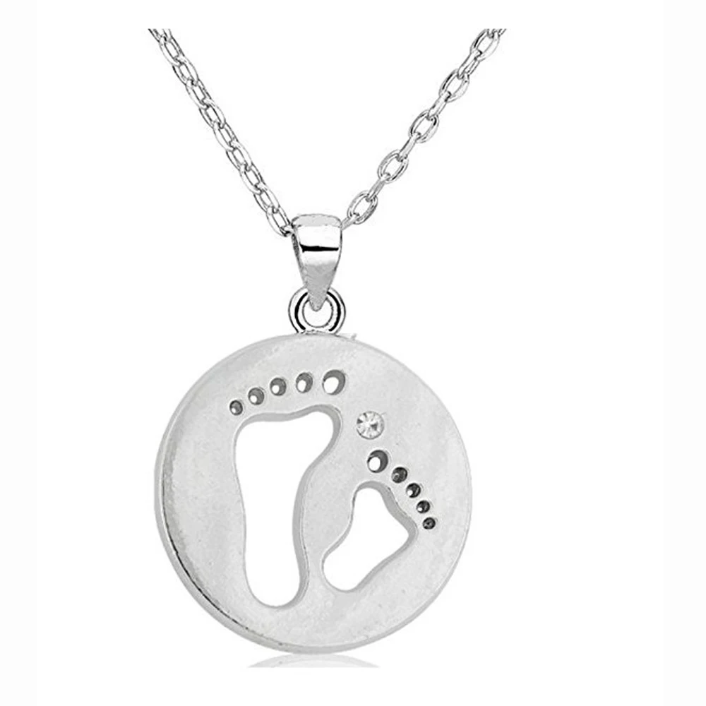 Baby Feet Pendant Necklace With Birthstone Mom Jewelryin Pendant